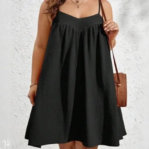 SHEIN | Dresses | Shein Curve Black Tent Dress Sleeveless Spaghetti Strap  Flowy Plus Size 4xl | Poshmark
